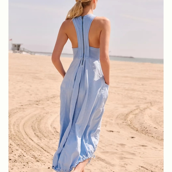 Anthropologie Daily Practice Sky High blue Midi Dress sleeveless XL - Picture 2 of 7